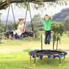 36" Foldable Mini Trampoline 2 in 1 Kids Trampoline Saucer Swing Combo with Bluetooth Audio LED Lights & Detachable Handrail