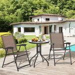 Bestoutdor 3PCS Patio Bistro Set Outdoor Folding Chairs with Round Tempered Glass Table, All Weather Garden Furniture for Poolside Yard