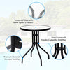 Bestoutdor 3PCS Patio Bistro Set Outdoor Folding Chairs with Round Tempered Glass Table, All Weather Garden Furniture for Poolside Yard