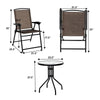 Bestoutdor 3PCS Patio Bistro Set Outdoor Folding Chairs with Round Tempered Glass Table, All Weather Garden Furniture for Poolside Yard