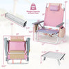 3 Pcs Outdoor Folding Backpack Beach Chairs 5-Position Sling Chair Set with Side Table