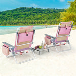 3 Pcs Outdoor Folding Backpack Beach Chairs 5-Position Sling Chair Set with Side Table