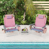 3 Pcs Outdoor Folding Backpack Beach Chairs 5-Position Sling Chair Set with Side Table