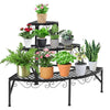 3 Tier Metal Corner Plant Stand Quarter Round Plant Display Holder Ladder Flower Potted Shelf Plant Display Rack for Indoor Outdoor Use