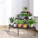 3 Tier Metal Corner Plant Stand Quarter Round Plant Display Holder Ladder Flower Potted Shelf Plant Display Rack for Indoor Outdoor Use