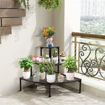 3 Tier Metal Corner Plant Stand Quarter Round Plant Display Holder Ladder Flower Potted Shelf Plant Display Rack for Indoor Outdoor Use