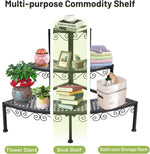 3 Tier Metal Corner Plant Stand Quarter Round Plant Display Holder Ladder Flower Potted Shelf Plant Display Rack for Indoor Outdoor Use