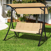 3-Person Porch Swing with Adjustable Canopy, Steel Frame Outdoor Patio Swing with Removable Seat & Back Cushions for Garden Backyard Balcony