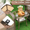 3-Piece Outdoor Wicker Swivel Rocking Chair Set Rattan Swivel Rocker Patio Chairs with Tempered Glass Coffee Table & Cushions