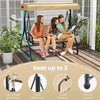 3 Person Outdoor Porch Swing 2-in-1 Large Converting Patio Swing Bed Glider with Adjustable Canopy & Removable Cushions for Yard Balcony