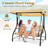 3 Person Outdoor Porch Swing 2-in-1 Large Converting Patio Swing Bed Glider with Adjustable Canopy & Removable Cushions for Yard Balcony