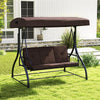 3 Person Outdoor Porch Swing 2-in-1 Large Converting Patio Swing Bed Glider with Adjustable Canopy & Removable Cushions for Yard Balcony