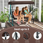 3 Person Outdoor Porch Swing 2-in-1 Large Converting Patio Swing Bed Glider with Adjustable Canopy & Removable Cushions for Yard Balcony