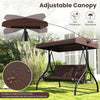 3 Person Outdoor Porch Swing 2-in-1 Large Converting Patio Swing Bed Glider with Adjustable Canopy & Removable Cushions for Yard Balcony