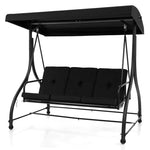 3 Person Outdoor Porch Swing 2-in-1 Large Converting Patio Swing Bed Glider with Adjustable Canopy & Removable Cushions for Yard Balcony