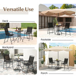 3 Piece Outdoor Bar Set Patio Table Chairs Set Folding Bistro Furniture Set with DPC Tabletop, Umbrella Hole & Heavy Duty Metal Frame