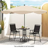 3 Piece Outdoor Bar Set Patio Table Chairs Set Folding Bistro Furniture Set with DPC Tabletop, Umbrella Hole & Heavy Duty Metal Frame