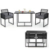 3 Piece Space Saving Outdoor Dining Set Black PE Rattan Patio Chair Table Set with Folding Backrest & Seat Cushions