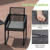 3 Piece Space Saving Outdoor Dining Set Black PE Rattan Patio Chair Table Set with Folding Backrest & Seat Cushions