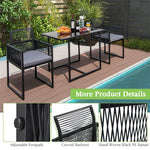 3 Piece Space Saving Outdoor Dining Set Black PE Rattan Patio Chair Table Set with Folding Backrest & Seat Cushions