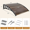 40" x 48" Window Awning Modern Polycarbonate Overhead Door Awning Canopy with Hollow Sheet for Rain Snow Sunlight UV Protection UPF 50+