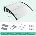 40" x 48" Window Awning Modern Polycarbonate Overhead Door Awning Canopy with Hollow Sheet for Rain Snow Sunlight UV Protection UPF 50+