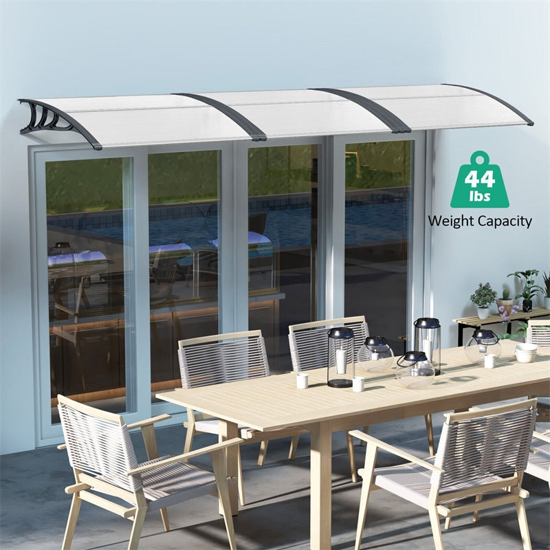 40" x 48" Window Awning Modern Polycarbonate Overhead Door Awning Canopy with Hollow Sheet for Rain Snow Sunlight UV Protection UPF 50+