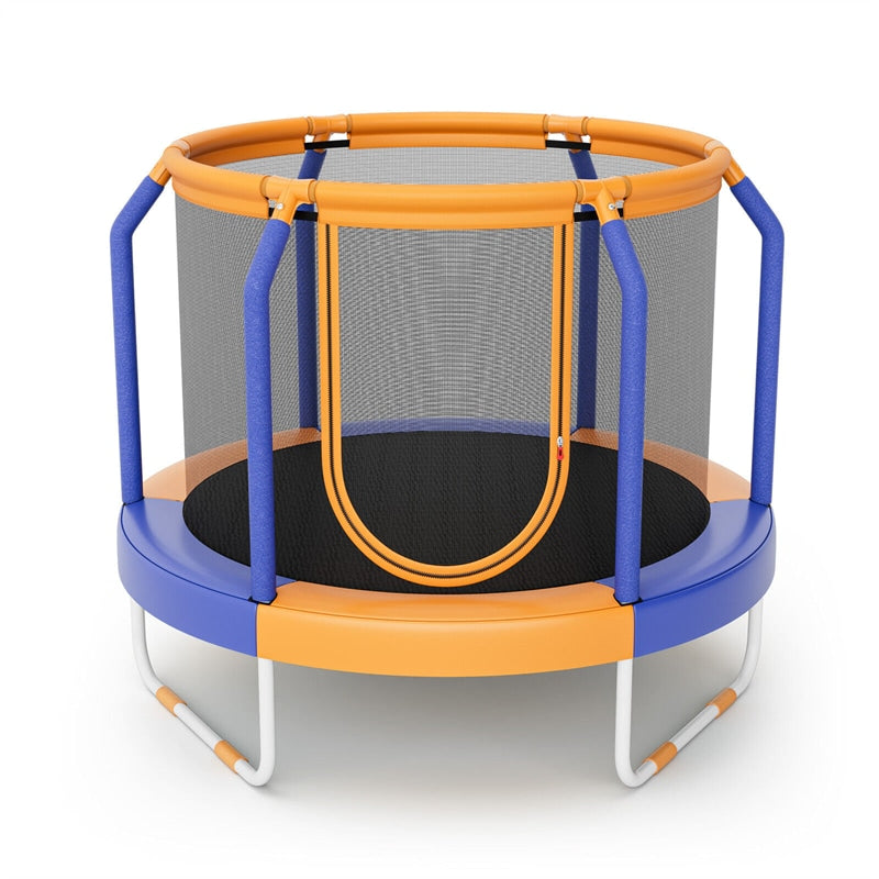 48" Round Mini Kids Trampoline Outdoor Indoor Toddler Trampoline with Enclosure Net & Heavy-duty Metal Frame U-shaped Legs