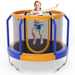 48" Round Mini Kids Trampoline Outdoor Indoor Toddler Trampoline with Enclosure Net & Heavy-duty Metal Frame U-shaped Legs