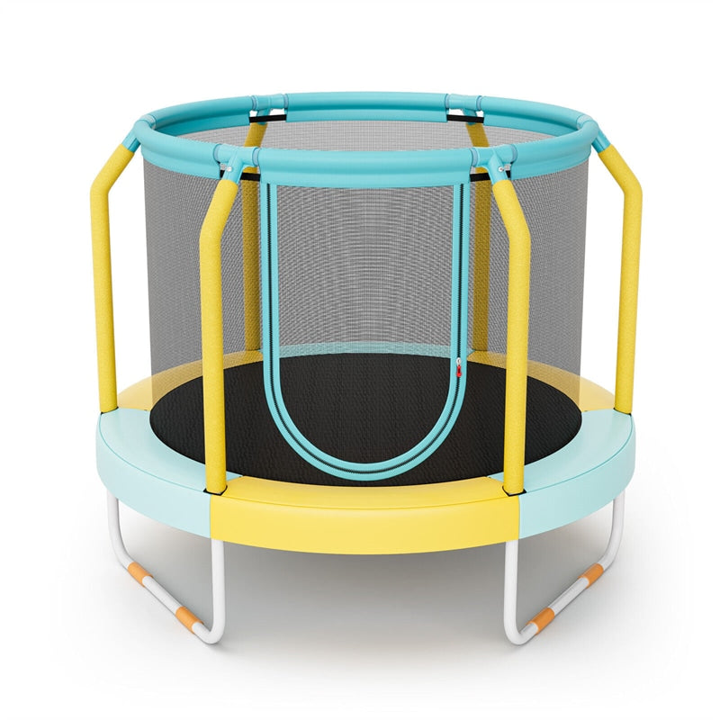 48" Round Mini Kids Trampoline Outdoor Indoor Toddler Trampoline with Enclosure Net & Heavy-duty Metal Frame U-shaped Legs