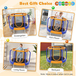 48" Round Mini Kids Trampoline Outdoor Indoor Toddler Trampoline with Enclosure Net & Heavy-duty Metal Frame U-shaped Legs