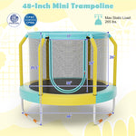 48" Round Mini Kids Trampoline Outdoor Indoor Toddler Trampoline with Enclosure Net & Heavy-duty Metal Frame U-shaped Legs