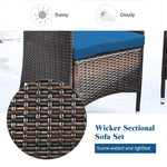 4 Pcs Rattan Patio Conversation Set Wicker Outdoor Furniture Set with Cushions & Coffee Table