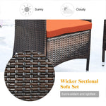 4 Pcs Rattan Patio Conversation Set Wicker Outdoor Furniture Set with Cushions & Coffee Table