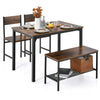 4 Piece Modern Dining Table Set Kitchen Table with 2 Chairs & Storage Rack Bench