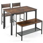 4 Piece Modern Dining Table Set Kitchen Table with 2 Chairs & Storage Rack Bench