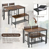 4 Piece Modern Dining Table Set Kitchen Table with 2 Chairs & Storage Rack Bench