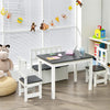 4 Piece Wooden Kids Activity Table & Chairs Set with Toy Storage Bench for Children Playroom