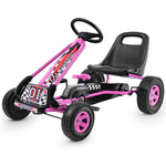 Kids Ride On Pedal Go Kart 4 Wheel Pedal Kart Off-Road Go Kart Racer Car with Adjustable Seat