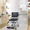 4-in-1 Bedside Commode Chair Shower Commode Wheelchair Padded Mobile Toilet Chair with Detachable Bucket, Height Adjustable, Flip-up Footrest