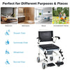 4-in-1 Bedside Commode Chair Shower Commode Wheelchair Padded Mobile Toilet Chair with Detachable Bucket, Height Adjustable, Flip-up Footrest