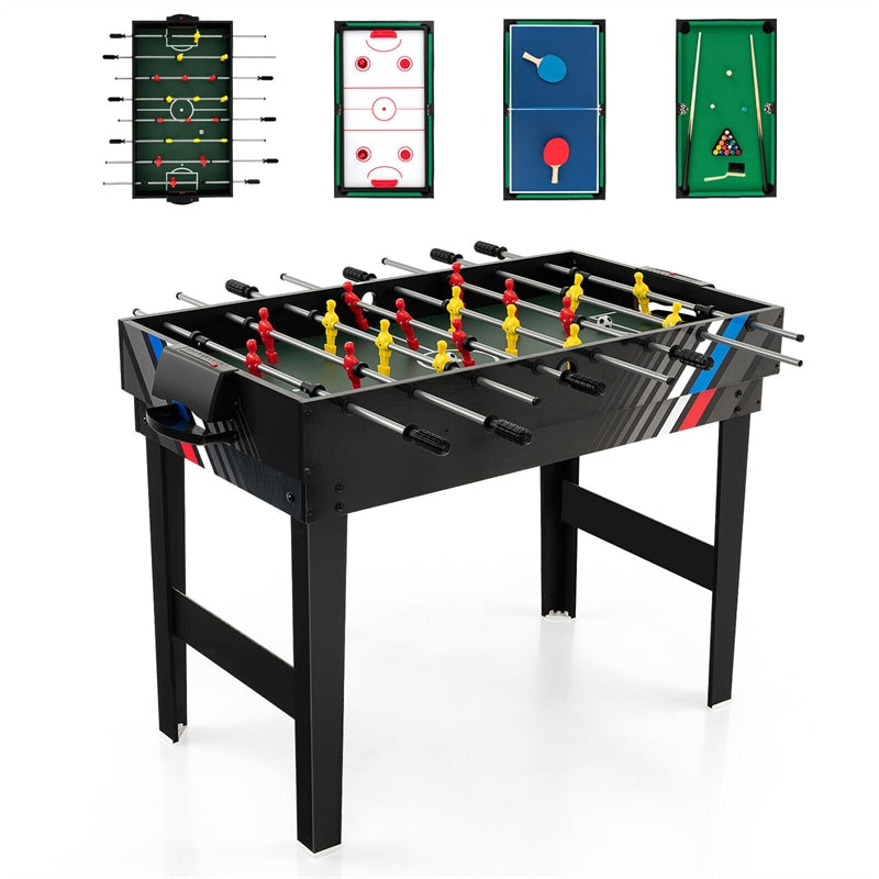 4-in-1 Multi Game Table 49" Combination Game Table with Foosball Billiards Ping Pong Slide Hockey Table for Home Game Room