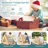 3-Side Wooden Triangle Climber with Slide Ramp, Climbing Net & Board, 4-in-1 Pikler Triangle Ladder Montessori Climbing Toys for Toddlers