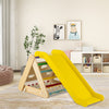 3-Side Wooden Triangle Climber with Slide Ramp, Climbing Net & Board, 4-in-1 Pikler Triangle Ladder Montessori Climbing Toys for Toddlers