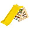 3-Side Wooden Triangle Climber with Slide Ramp, Climbing Net & Board, 4-in-1 Pikler Triangle Ladder Montessori Climbing Toys for Toddlers