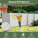 Outdoor Privacy Screen 2 Panels 48''H Decorative Air Conditioner Fence Vinyl Fence Garbage Can Enclosure with 3 Stakes