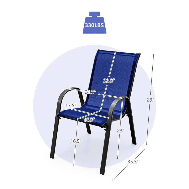 4-Pack Stackable Patio Dining Chairs All Weather Heavy Duty Outdoor Chairs with Armrests for Poolside Deck Backyard