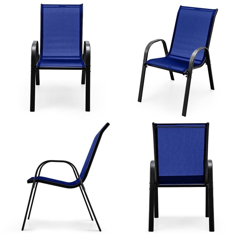 4-Pack Stackable Patio Dining Chairs All Weather Heavy Duty Outdoor Chairs with Armrests for Poolside Deck Backyard