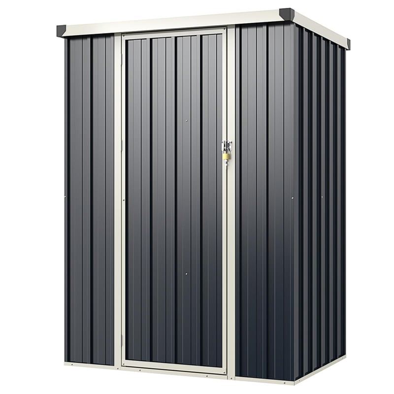 3.8 x 2.8FT Metal Outdoor Storage Shed All-Weather Steel Utility Storage House Bike Tool Shed w/ Lockable Door, Easy Assembly Snap-on Structure