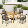 4 Pack PE Wicker Patio Dining Chairs Heavy-Duty Metal Frame Outdoor Dining Chairs with Acacia Wood Armrests